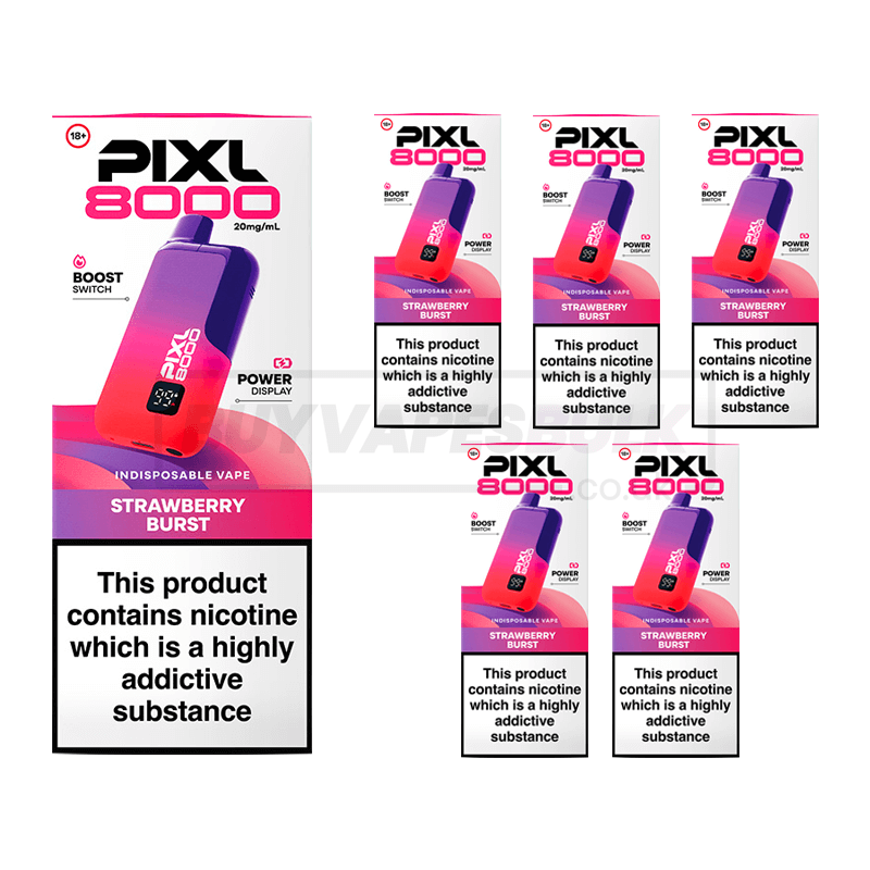 Strawberry Burst Pixl 8000 Prefilled Vape Kit 5 Pack