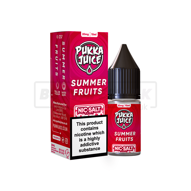 Summer Fruits Pukka Juice Nic Salt E-Liquid Pack of 10 x (10ml)