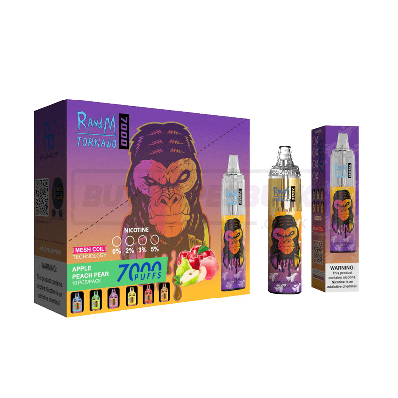 Apple Peach Pear RandM Tornado 7000 Disposable Vape 10 Pack
