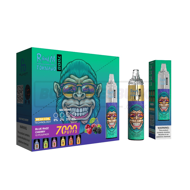 Blue Razz Cherry RandM Tornado 7000 Disposable Vape 10 Pack