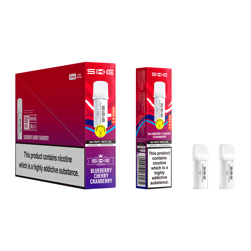 SKE Crystal 600 Pro Prefilled Pods 10 Pack Blueberry Cherry Cranberry (NEW)