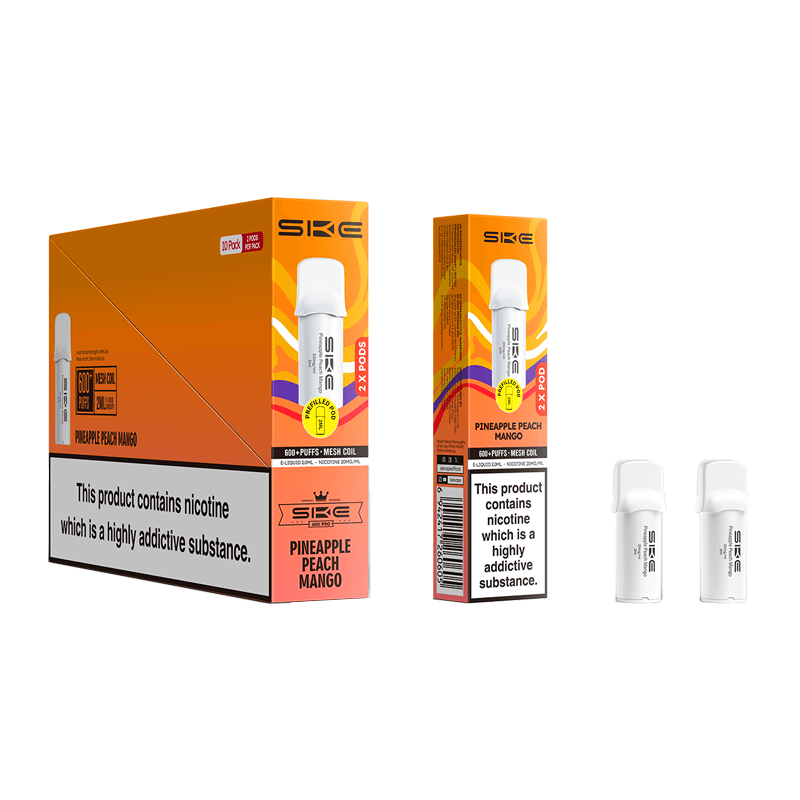SKE Crystal 600 Pro Prefilled Pods 10 Pack Pineapple Peach Mango (NEW)