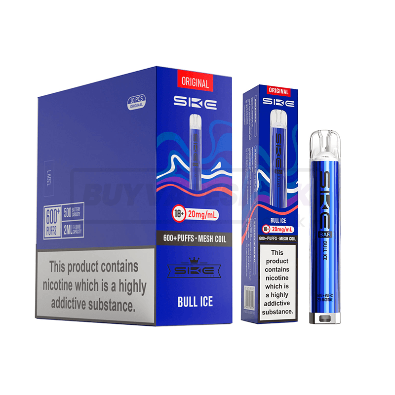 SKE Crystal Bar 600 Prefilled Vape Kit 10 Pack Bull Ice