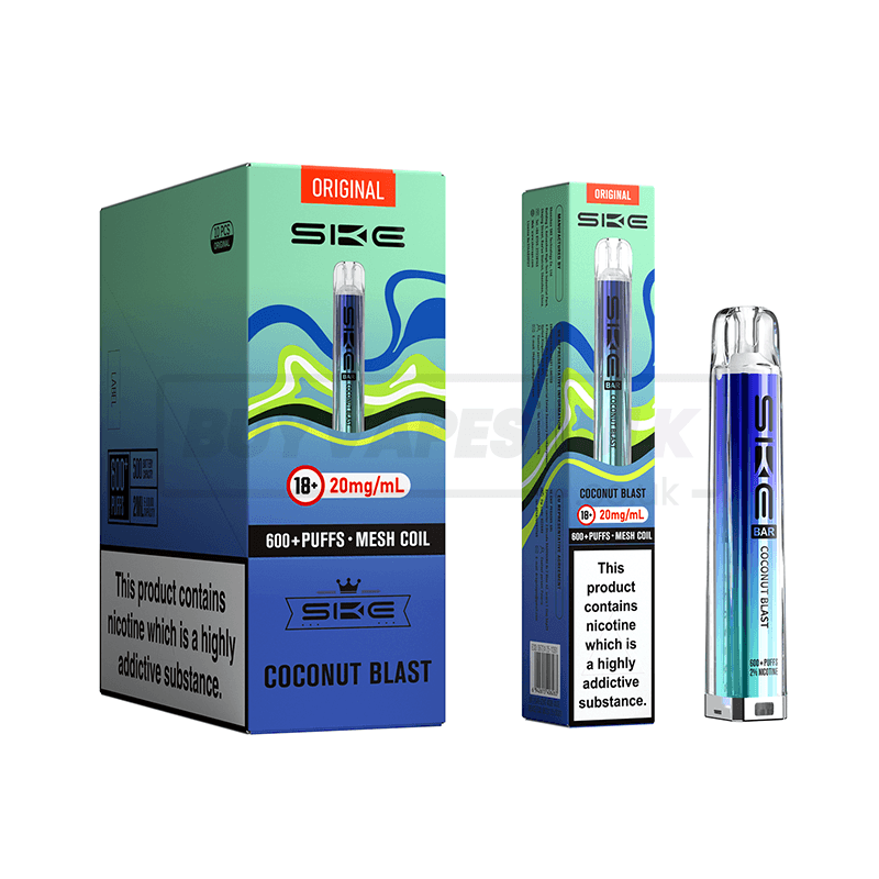 SKE Crystal Bar 600 Prefilled Vape Kit 10 Pack Coconut Blast