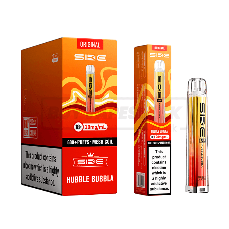 SKE Crystal Bar 600 Prefilled Vape Kit 10 Pack Hubba Bubba