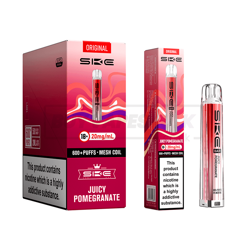 SKE Crystal Bar 600 Prefilled Vape Kit 10 Pack Juicy Pomegranate