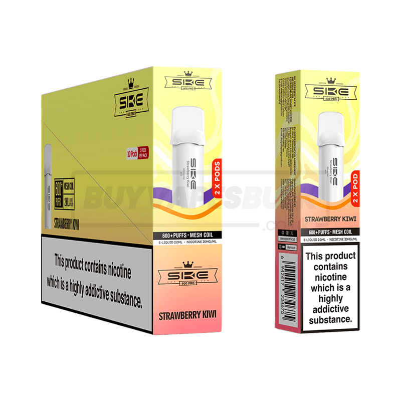 SKE Crystal 600 Pro Prefilled Pods 10 Pack Strawberry Kiwi (NEW)