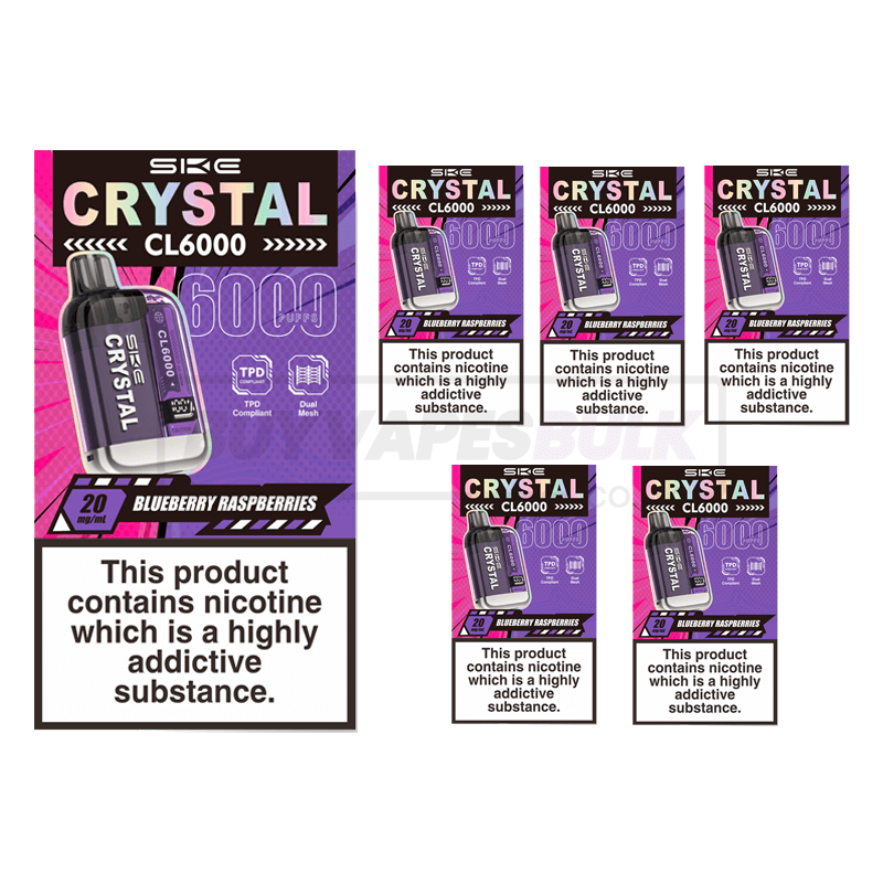 Blueberry Raspberries SKE Crystal CL6000 Prefilled Vape Kit 5 Pack