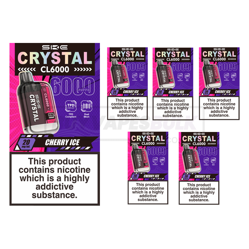 Cherry Ice SKE Crystal CL6000 Prefilled Vape Kit 5 Pack