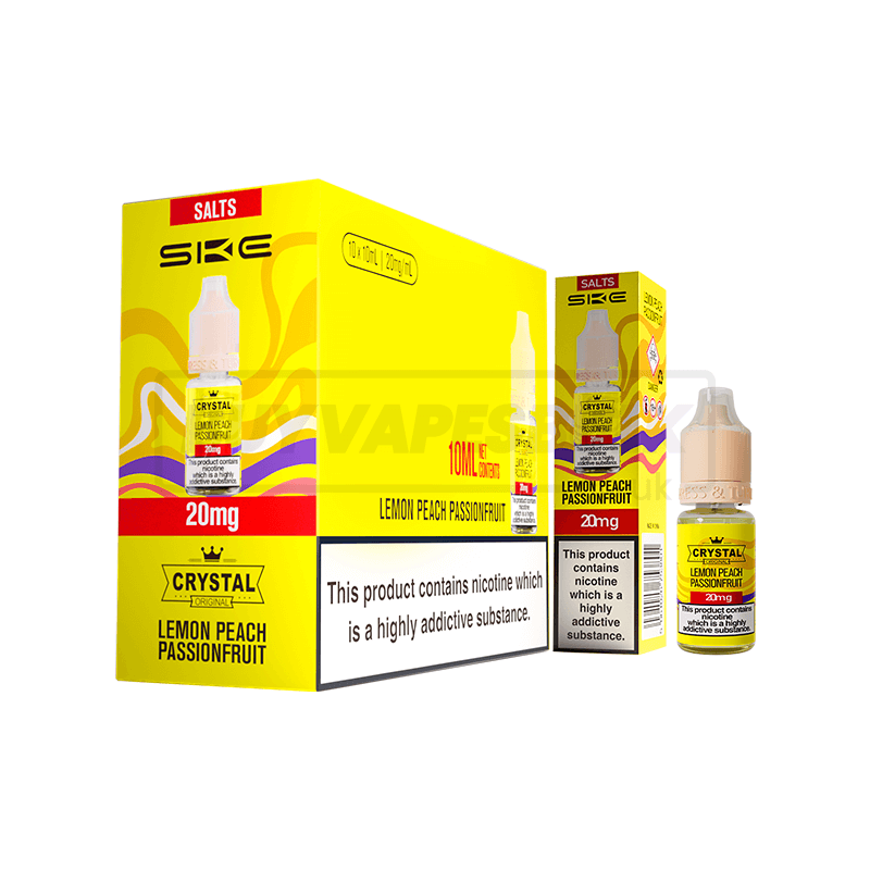 SKE Crystal Nic Salt E-Liquid 10 Pack Lemon Peach Passionfruit