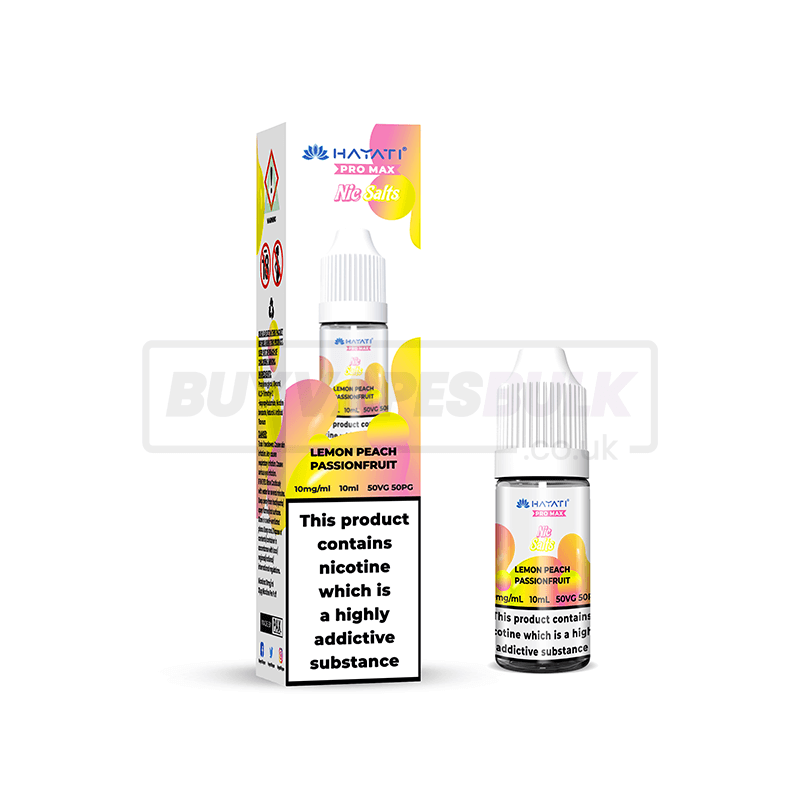 Lemon Peach Passionfruit Hayati Crystal Pro Max Nic Salt E-Liquid Pack of 10