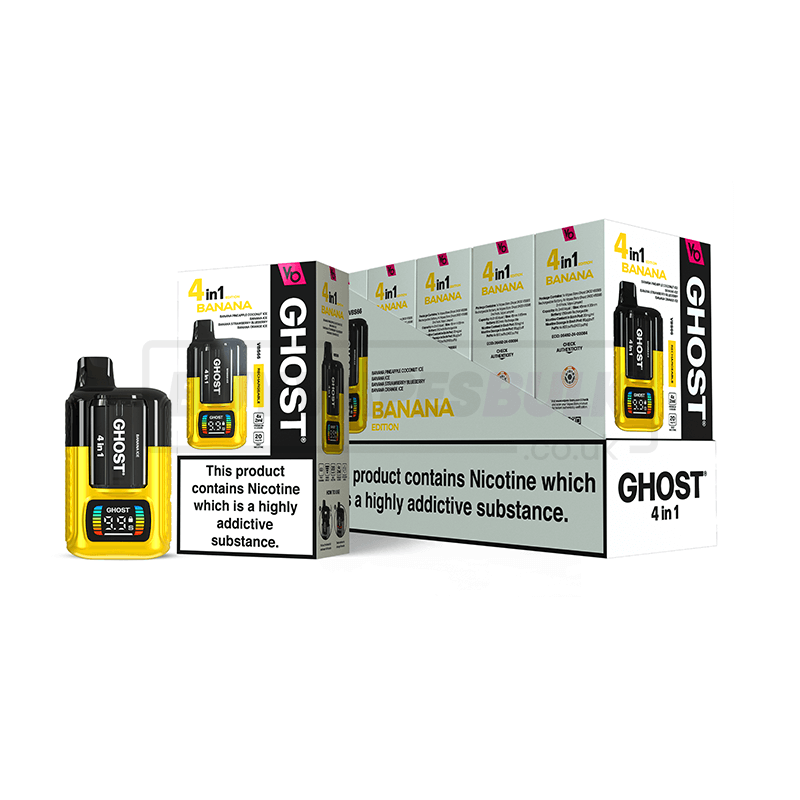 Banana Edition Vapes Bars Ghost 4 in 1 Disposable Vape 5 Pack