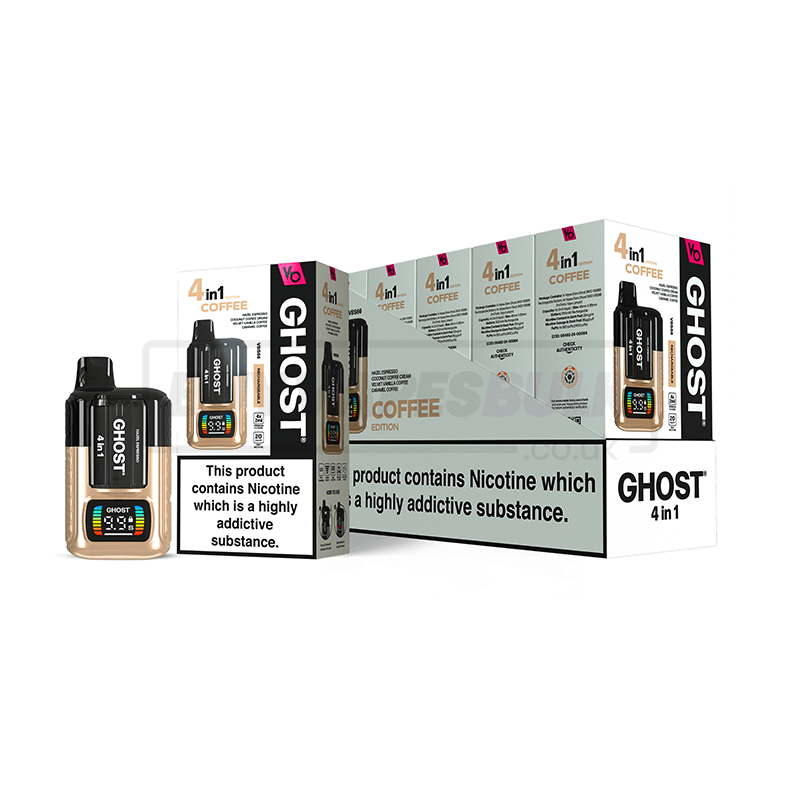 Coffee Edition Vapes Bars Ghost 4 in 1 Disposable Vape 5 Pack