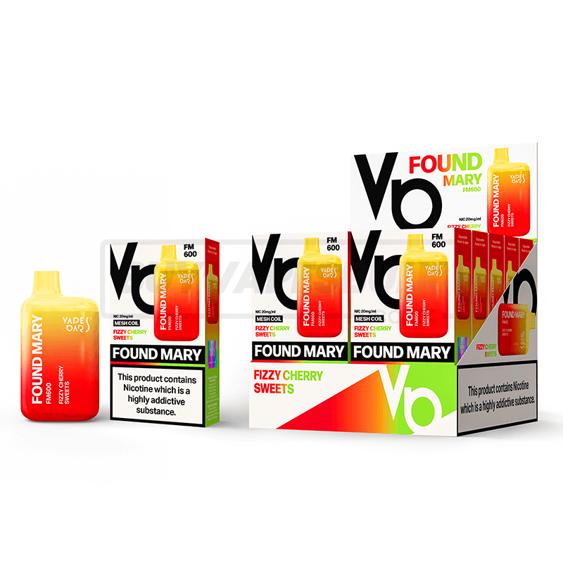 Fizzy Cherry Sweets Vapes Bars Found Mary 600 Puff Disposable Vape 10