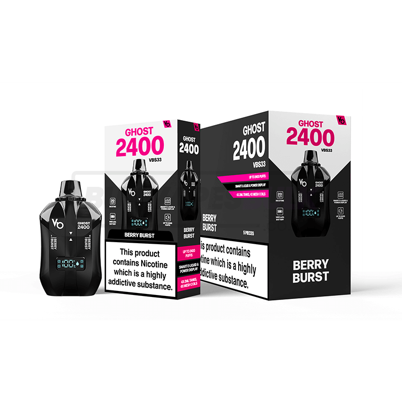 Berry Burst Vapes Bars Ghost 2400 Puff Disposable Vape 5 Pack