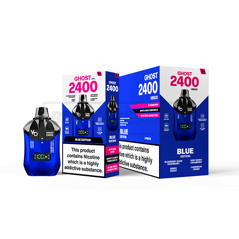 Blue Edition Vapes Bars Ghost 2400 Puff Disposable Vape 5 Pack