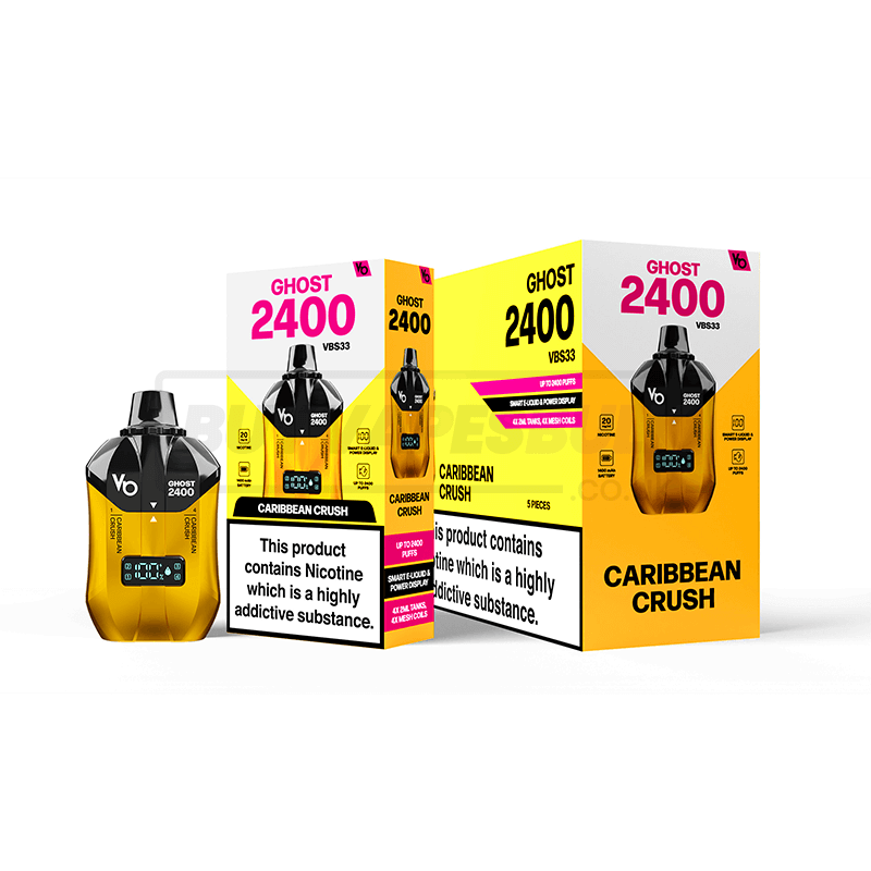 Caribbean Crush Vapes Bars Ghost 2400 Puff Disposable Vape 5 Pack