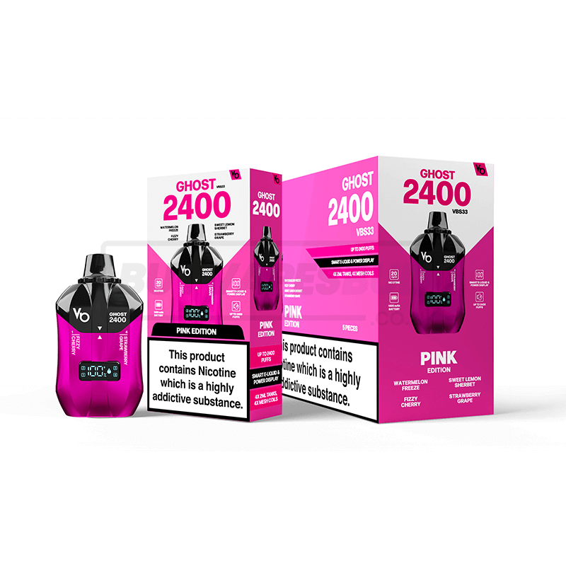 Pink Edition Vapes Bars Ghost 2400 Puff Disposable Vape 5 Pack
