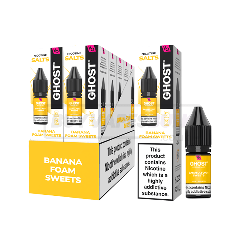 Vapes Bars Ghost Nic Salts 10 Pack Banana Foam Sweets