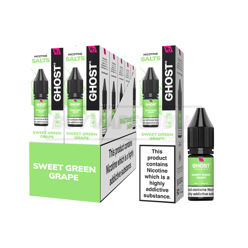 Vapes Bars Ghost Nic Salts 10 Pack Sweet Green Grape