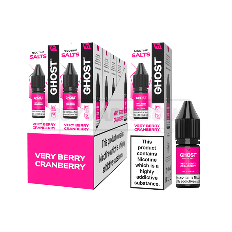 Vapes Bars Ghost Nic Salts 10 Pack Very Berry Cranberry