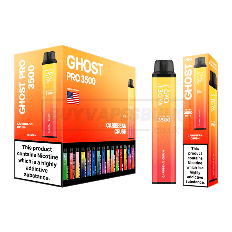 Caribbean Crush Vapes Bars Ghost Pro 3500 Disposable Vape 10 Pack
