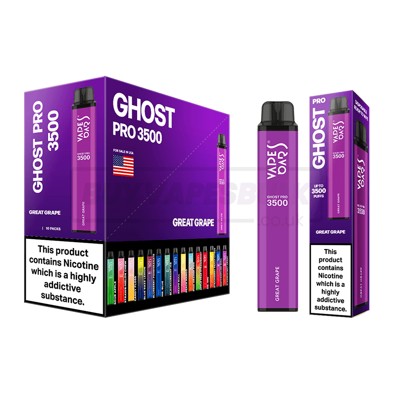 Great Grape Vapes Bars Ghost Pro 3500 Disposable Vape 10 Pack