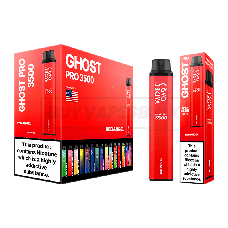 Red Angel Vapes Bars Ghost Pro 3500 Disposable Vape 10 Pack