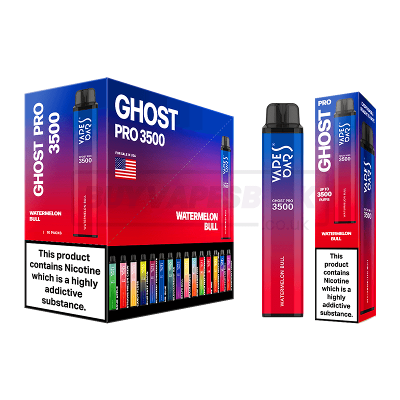 Vapes Bars Ghost Pro 3500 Watermelon Bull 10 Pack Buy Vapes Bulk