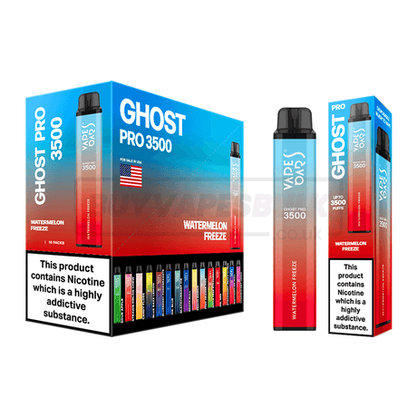 Watermelon Freeze Vapes Bars Ghost Pro 3500 Disposable Vape 10 Pack