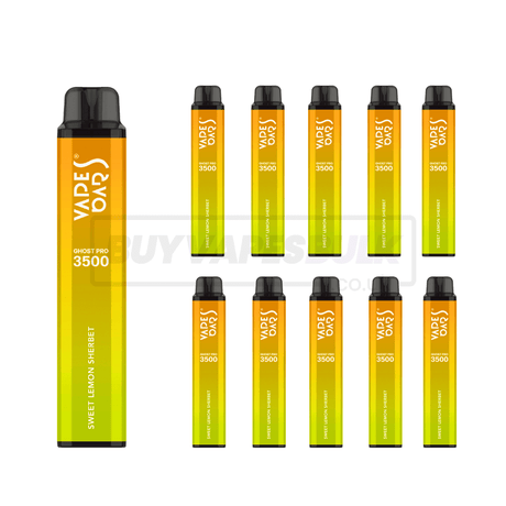 Sweet Lemon Sherbet Vapes Bars Ghost Pro 3500 Disposable Vape 10 Pack