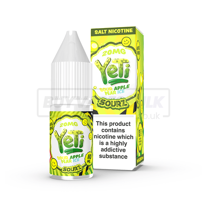 Sour Apple Pear Ice Yeti Nic Salt E-Liquid Pack of 10 x (10ml)