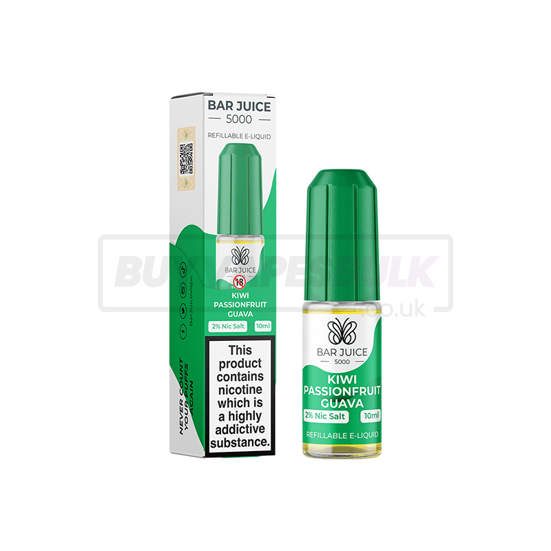 Kiwi Passionfruit Guava Bar Juice 5000 Nic Salt E-Liquid Pack of 10 x (10ml)