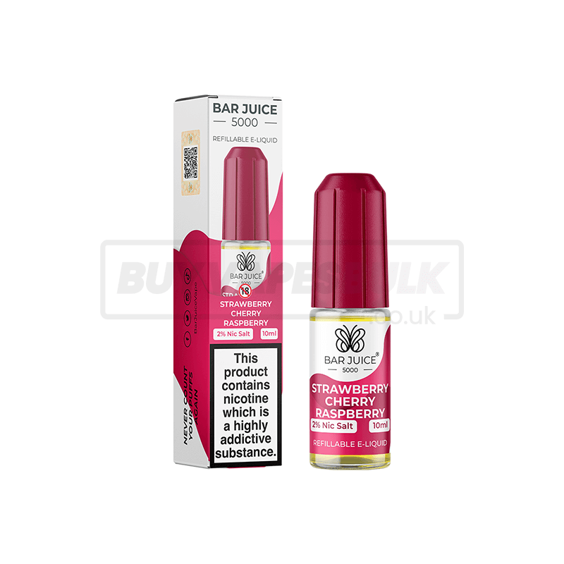 Strawberry Cherry Raspberry Bar Juice 5000 Nic Salt E-Liquid Pack of 10 x (10ml)