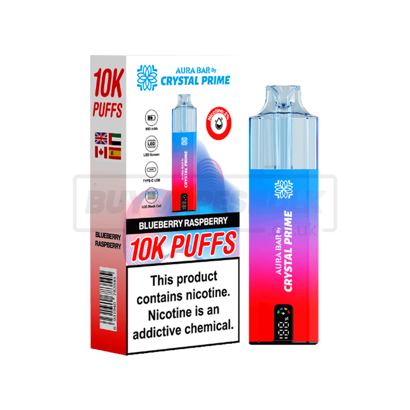 Blueberry Raspberry Crystal Prime 10K Puffs 5 Pack | Buy Vapes Bulk