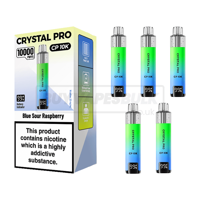 Crystal Pro CP 10K Prefilled Vape Kit 5 Pack Blue Sour Raspberry