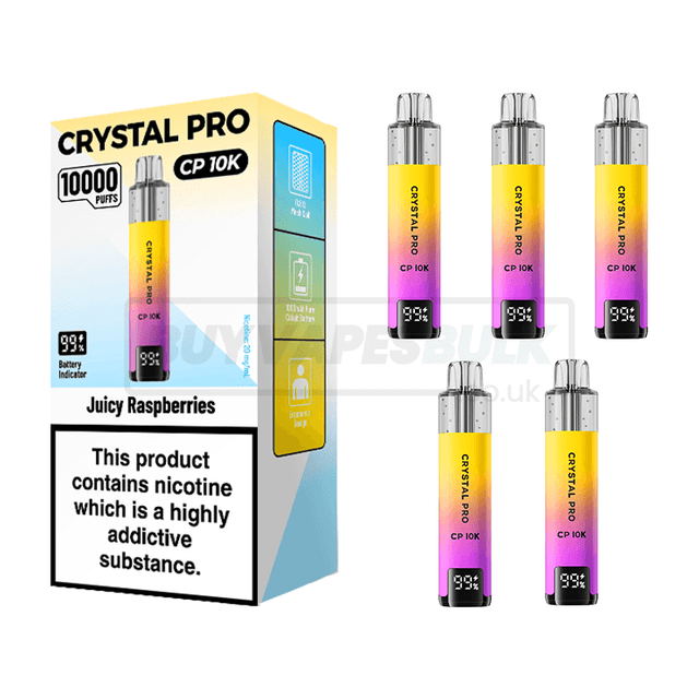Juicy Raspberries Crystal Pro CP 10K Prefilled Vape Kit 5 Pack