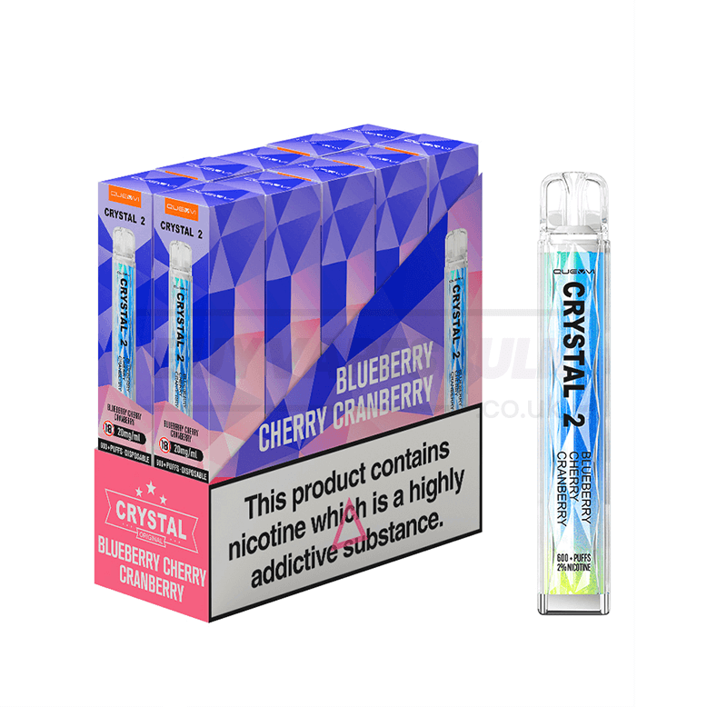 Blueberry Cherry Cranberry QUEVVI Crystal Bar 2 600 Puff Disposable Vape 10 Pack