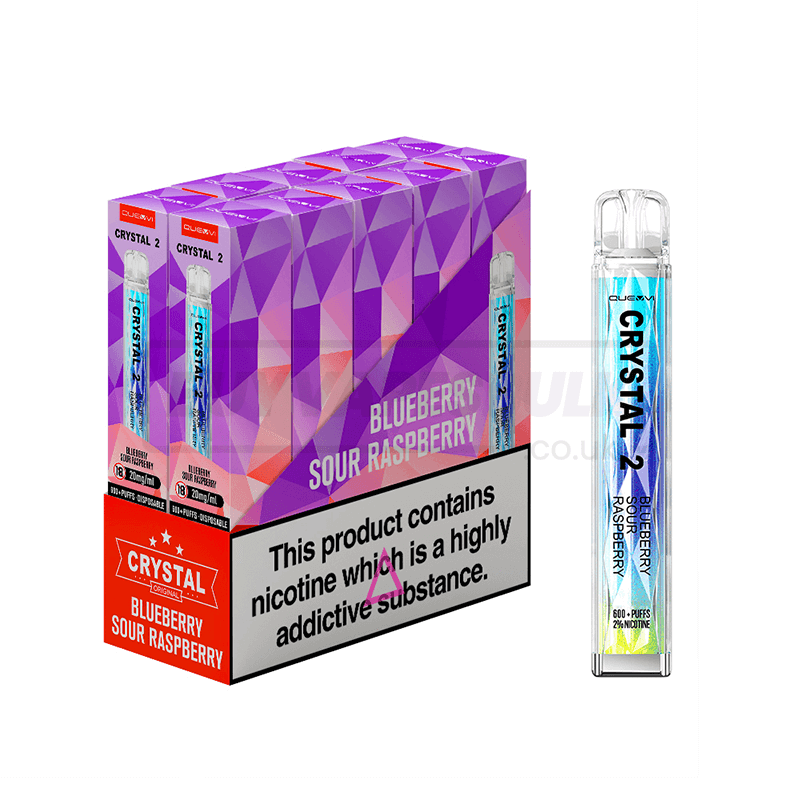 Blueberry Sour Raspberry QUEVVI Crystal Bar 2 600 Puff Disposable Vape 10 Pack