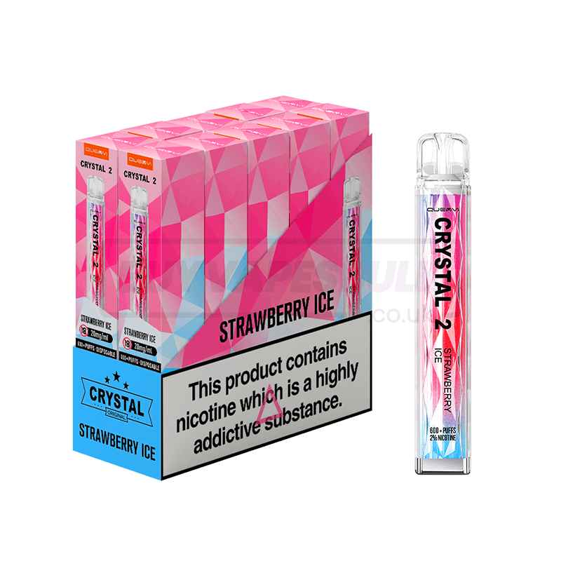 Strawberry Ice QUEVVI Crystal Bar 2 600 Puff Disposable Vape 10 Pack