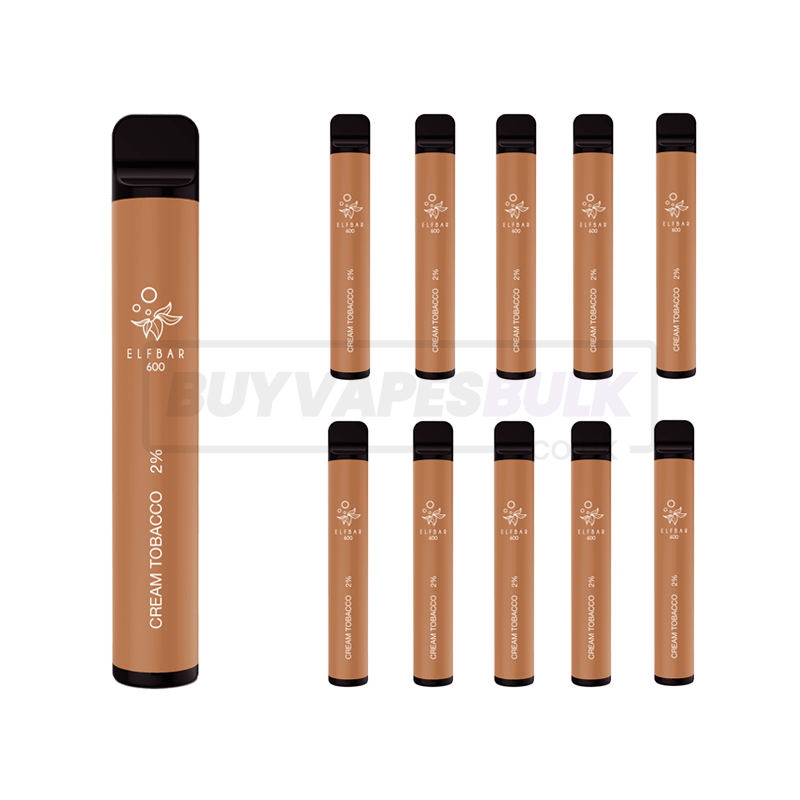 Cream Tobacco Elf Bar 600 Puff Disposable Vape 10 Pack