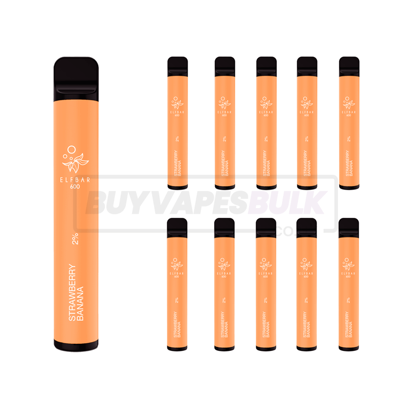 Strawberry Banana Elf Bar 600 Puff Disposable Vape 10 Pack Buy Vapes Bulk