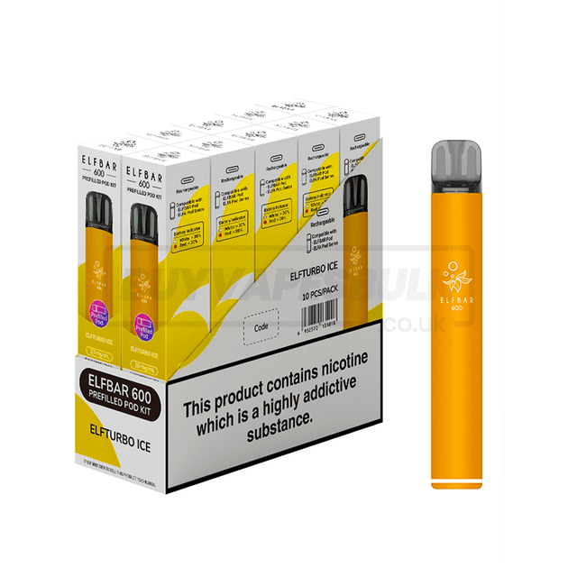 Elfturbo Ice Elfbar 600 Prefilled Vape Kit 10 Pack