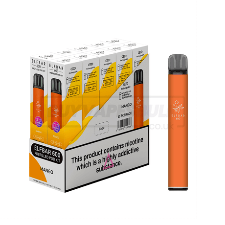Elf Bar 600 Prefilled Vape Kit 10 Pack Mango