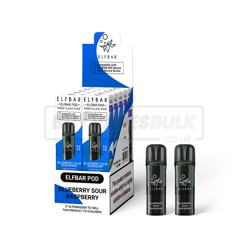 Blue Sour Raspberry Elfbar 600 Prefilled Pods 10 Pack