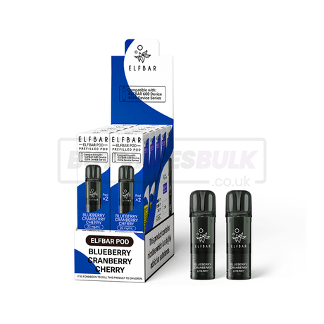 Elfbar 600 Prefilled Pods 10 Pack Blueberry Cherry Cranberry
