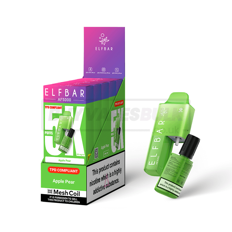 Apple Pear Elf Bar AF5000 Puff Disposable Vape 5 Pack Buy Vapes Bulk