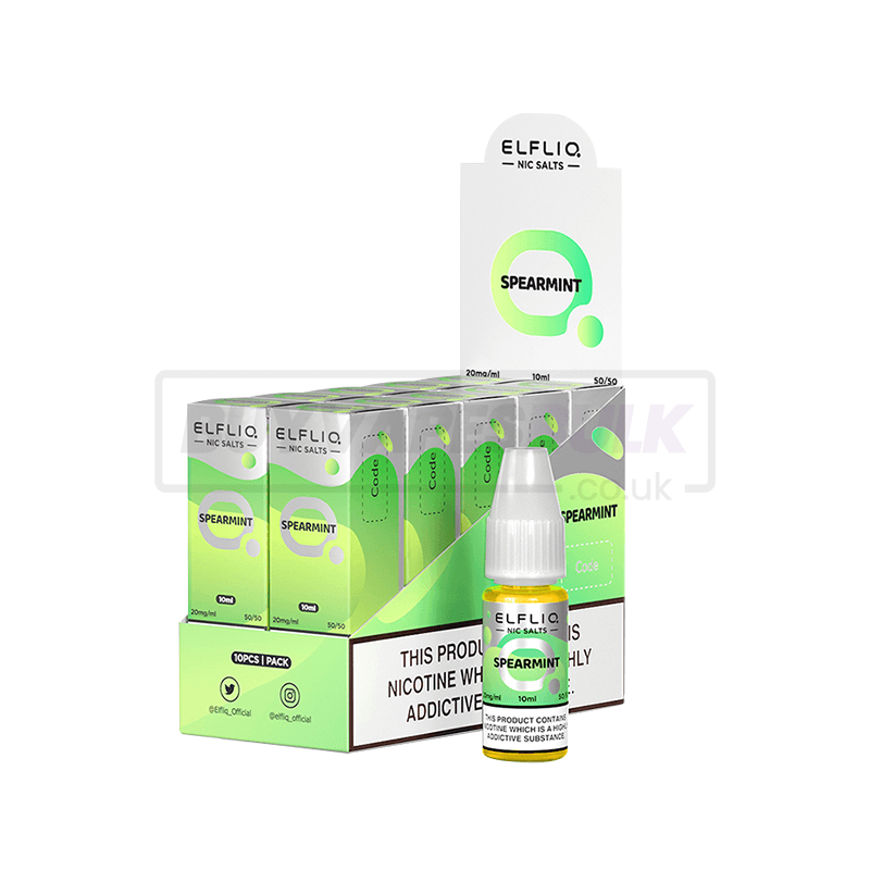 Spearmint Elfliq by Elf Bar Nic Salt E-Liquid Pack of 10 – Buy Vapes Bulk