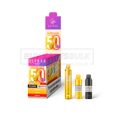 Elfbar Plus 50 Prefilled Pod Kit Box of 5 Yellow Edition