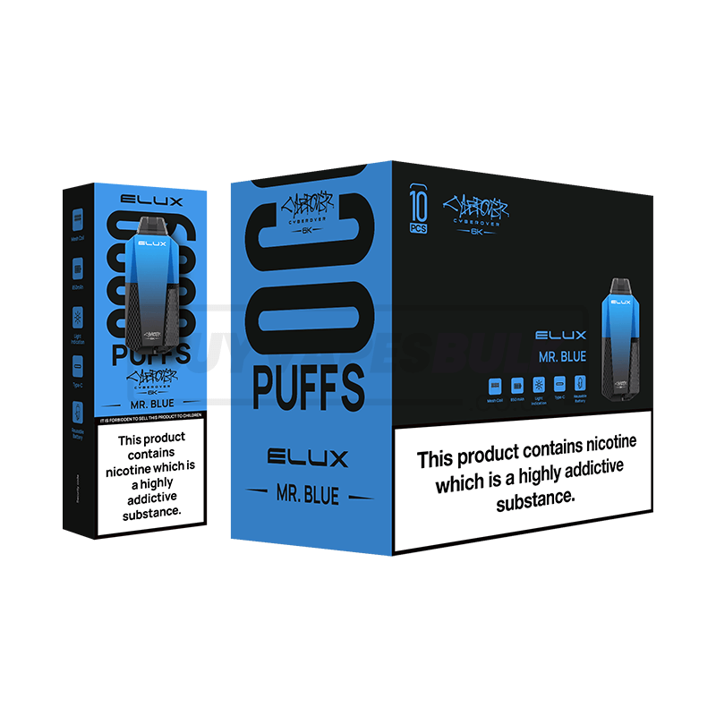 Mr Blue Elux Cyberover 6K Puff Disposable Vape 10 Pack  Buy Vapes Bulk